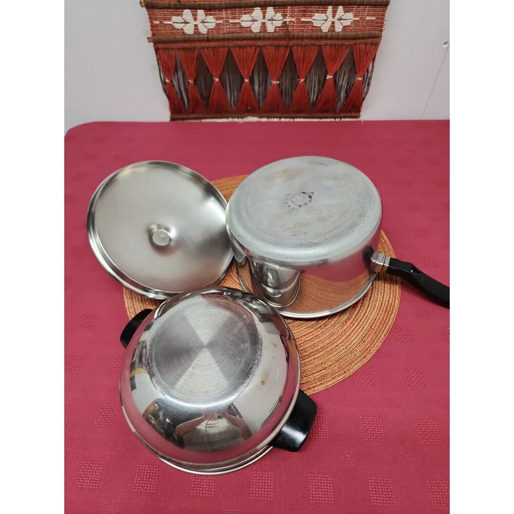 Vintage Farberware 3 Quart Double Boiler With Lid Stainless Steel Aluminum Clad